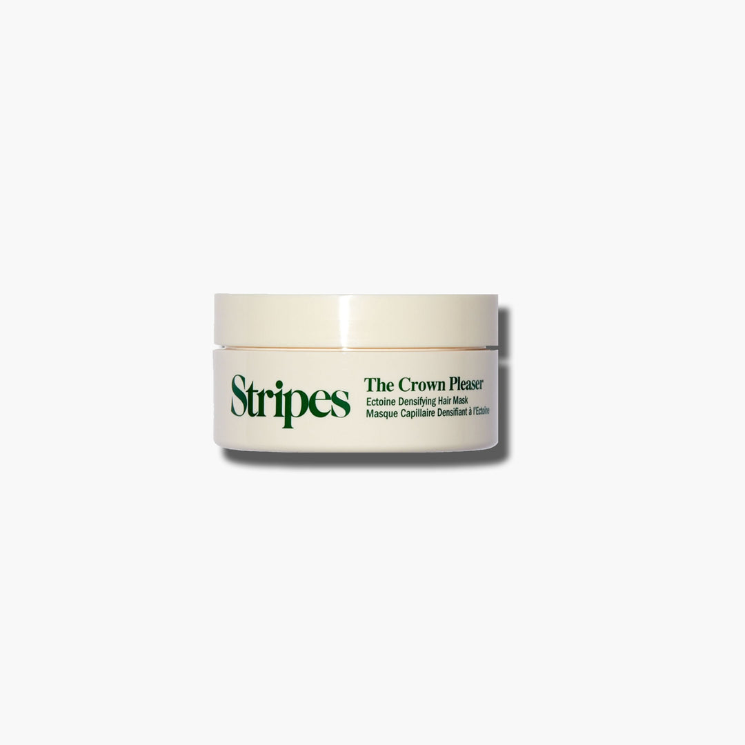 The Starter Mini Collection featuring Stripes The Crown Pleaser scalp-loving hair mask for thinning hair.