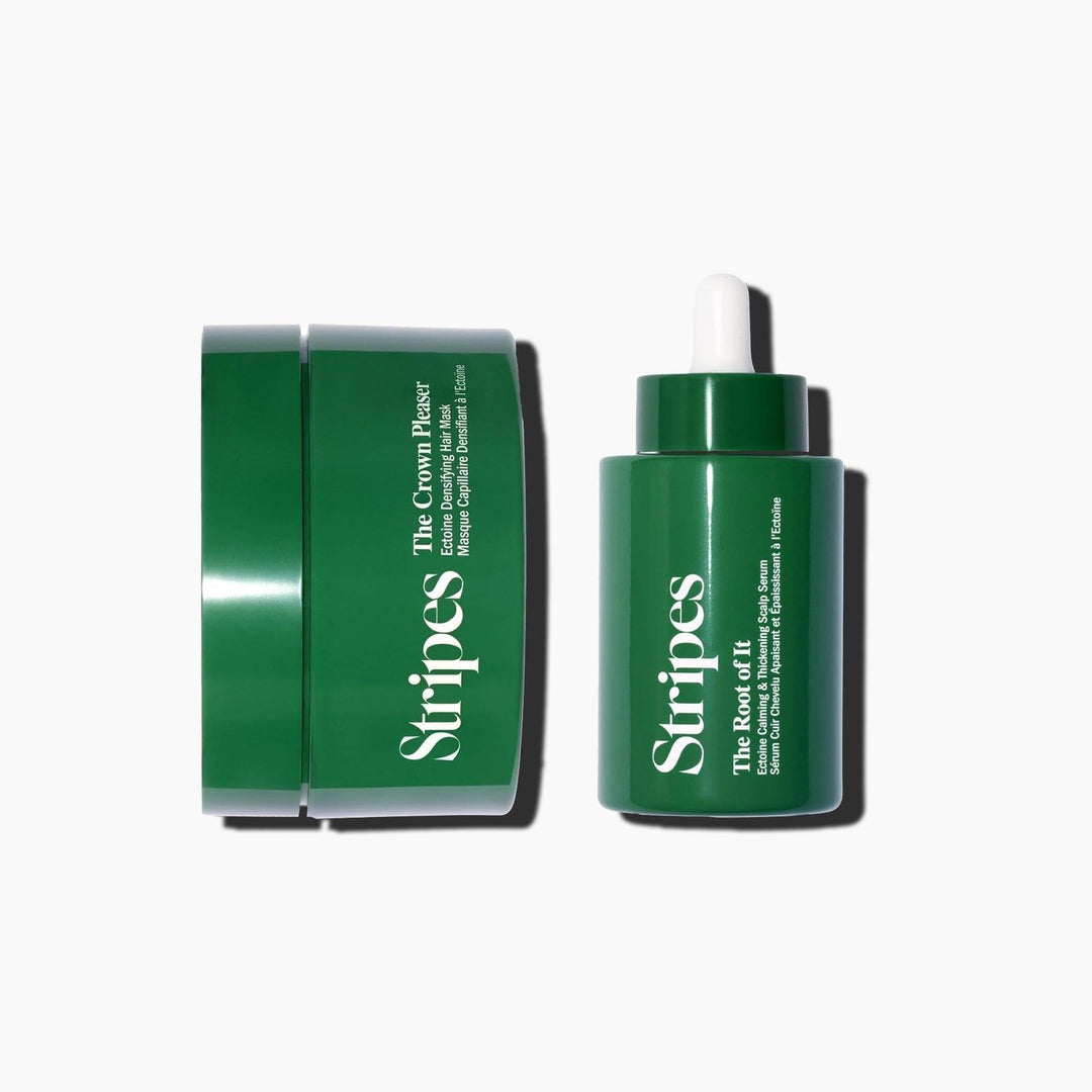 Meno Hair Essentials hydrating and densifying duo with Ectoine for thicker, shinier, and healthier hair.