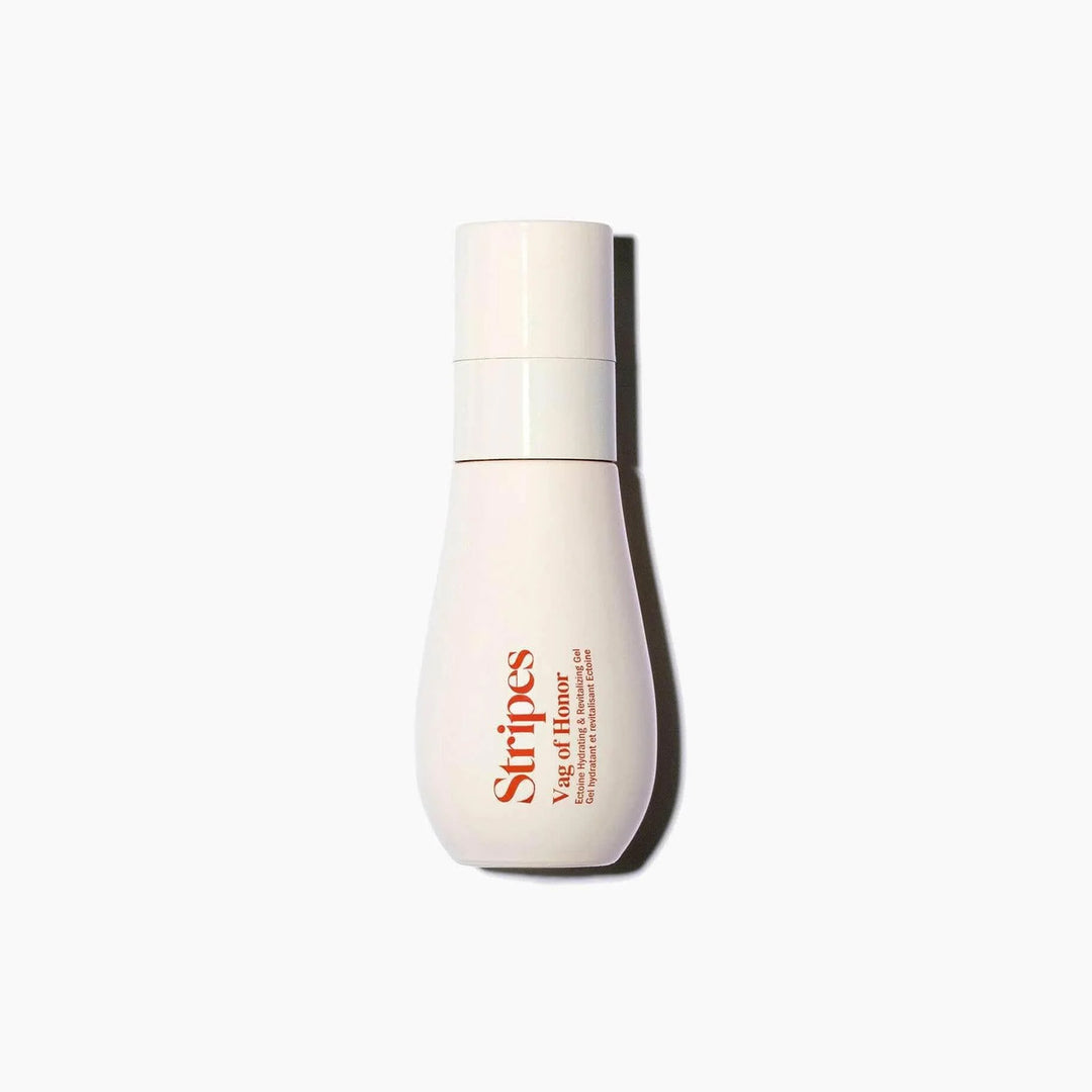 Vag of Honor by Stripes, a hormone-free gel hydrator for vulvar moisture with Ectoine and hyaluronic acid.