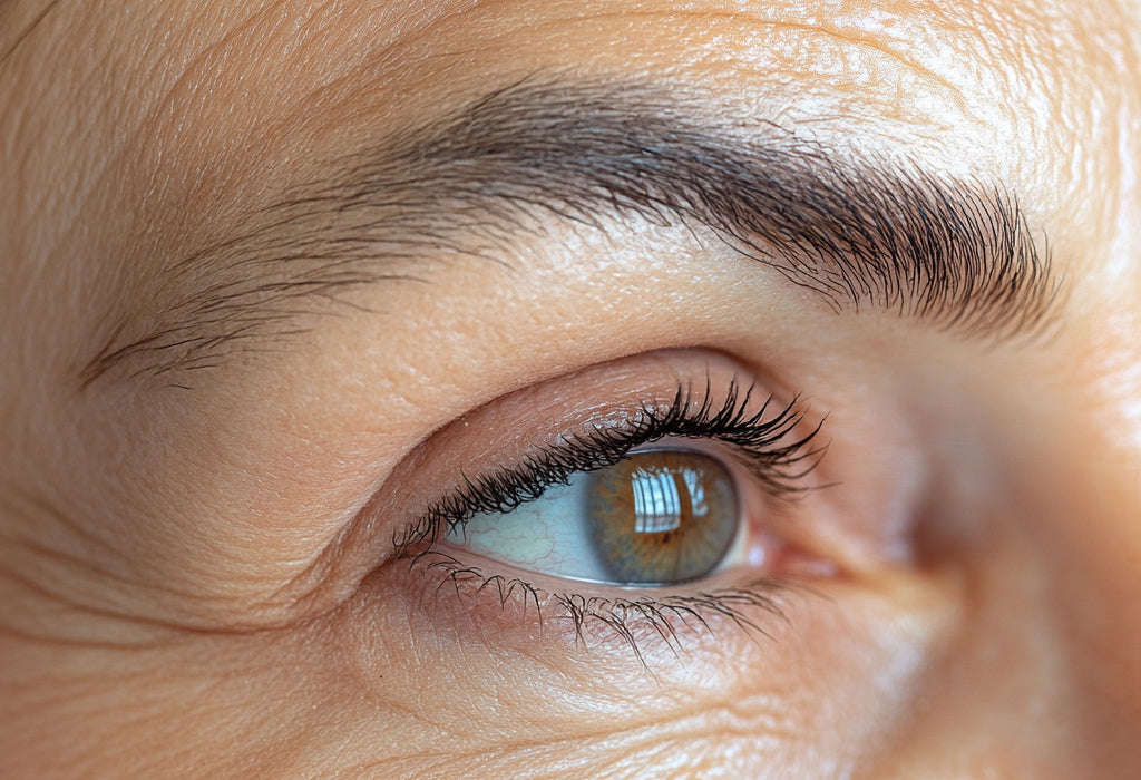 Women's eye with uneven eyebrow