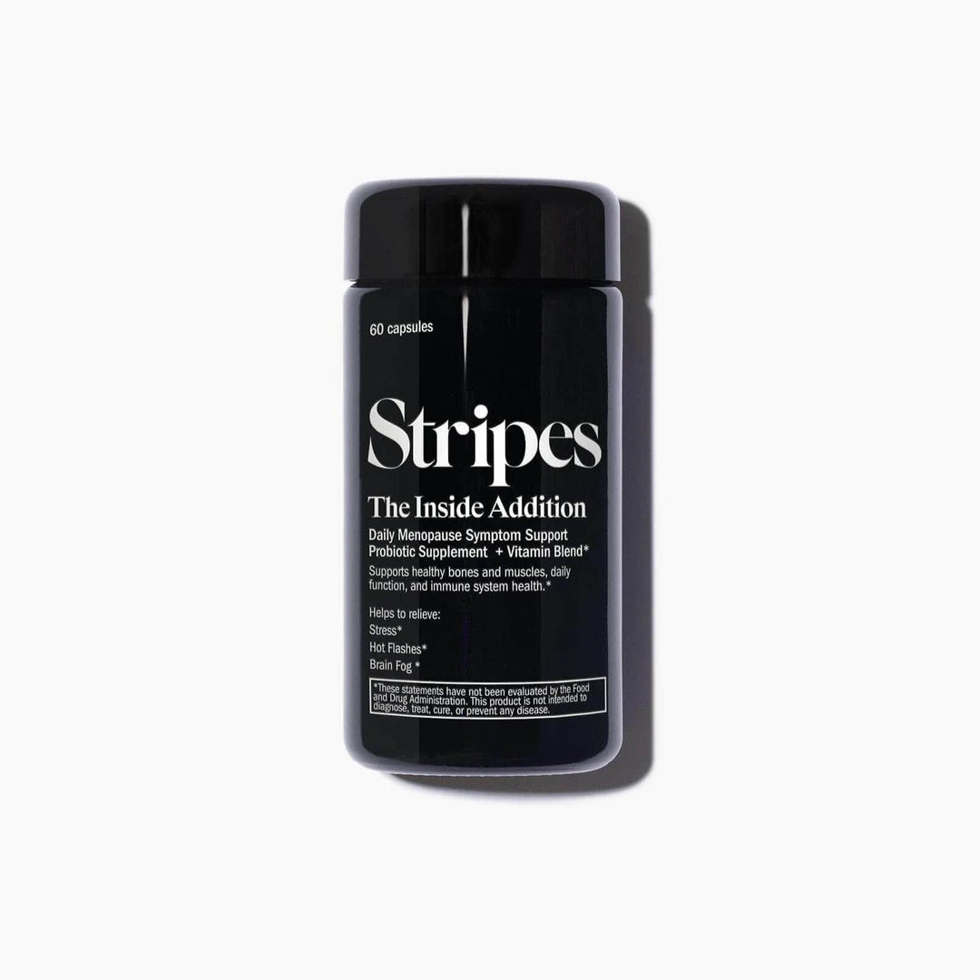 Perimenopause Survival Kit featuring Stripes The Inside Addition supplement for menopause symptom relief.